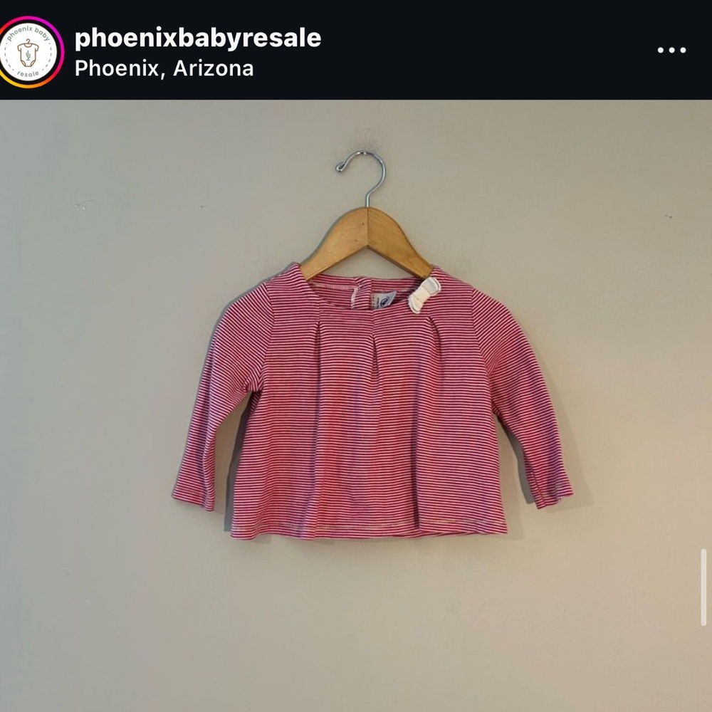 ADD ON FOR $14 Petit Bateau Red Stripe Blouse 24M Jamie Kay